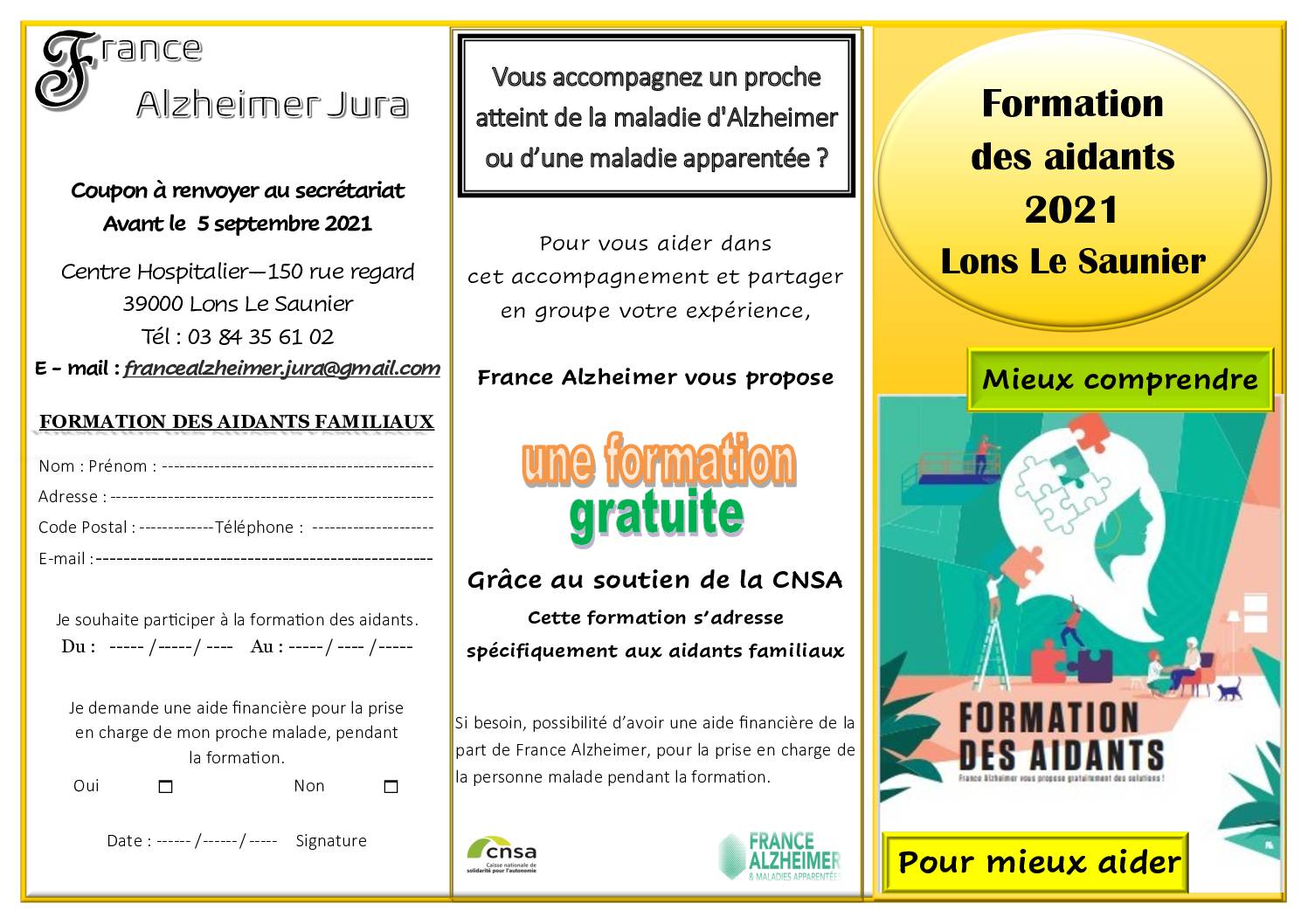 Formation gratuite des aidants par france alzheimer jura